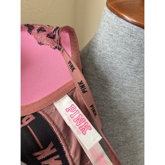 Victoria's Secret Pink Size 34B Leopard Print Push-Up Racerback Underwire Bra - Picture 7 of 8
